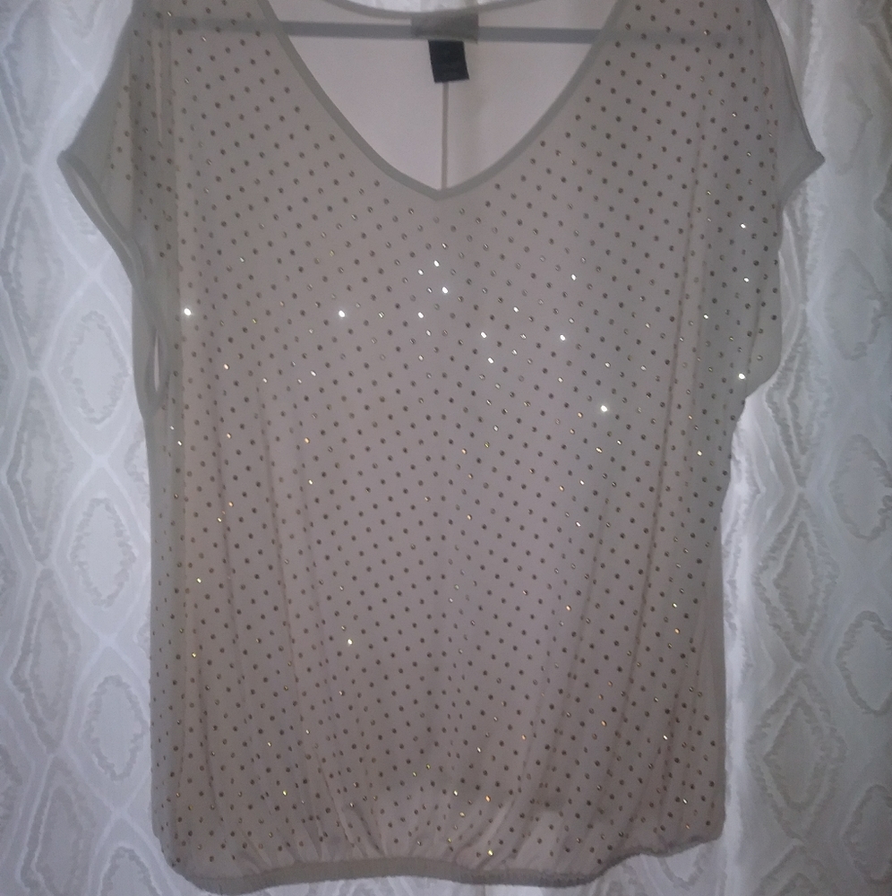 GOLD & BEIGE LANE COLLECTION STRETCHY STYLISH TOP